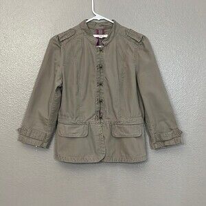Loft Women’s Hook-and-Eye Mandarin Collar Jacket Size 4 Taupe/light brown